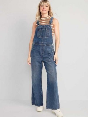 Old Navy Baggy Wide-Leg Non-Stretch Jean Overalls Wash | JWN896425