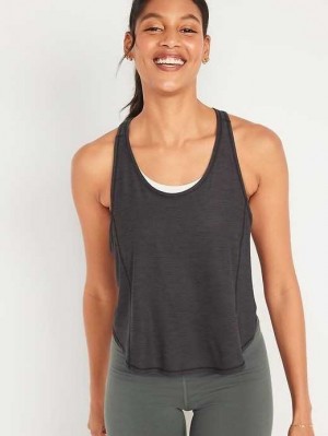 Old Navy Breathe ON Cropped Racerback Tank Top Black | HGQ059618