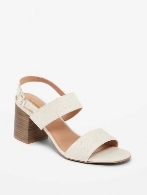 Old Navy Canvas Block-Heel Sandals Beige | TXL297801