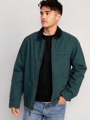 Old Navy Canvas Cozy-Lined Barn Coat Deep Green | LQH456903