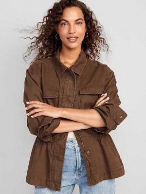 Old Navy Cinched-Waist Utility Jacket Espresso | AHF457036