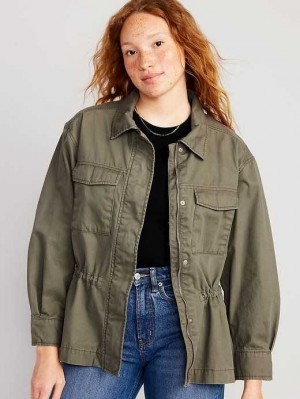 Old Navy Cinched-Waist Utility Jacket Grey | IJP068124