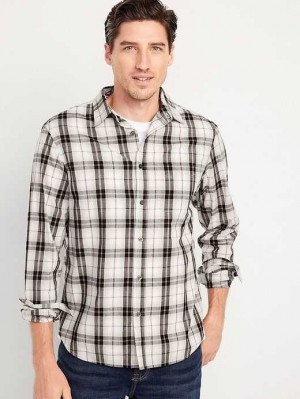 Old Navy Classic-Fit Everyday Shirt White / Brown | WSM463529