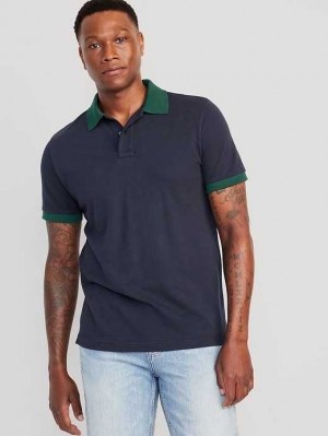 Old Navy Classic Fit Pique Polo Navy / Green | PTB169574