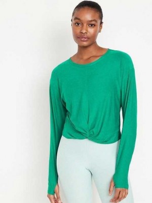 Old Navy Cloud 94 Soft Long-Sleeve Twist-Front Cropped Top Serpentine | IEU132054