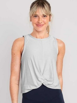 Old Navy Cloud 94 Soft Twist-Front Cropped Top Light Grey | PYB798315