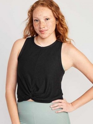 Old Navy Cloud 94 Soft Twist-Front Cropped Top Black | KBE962758