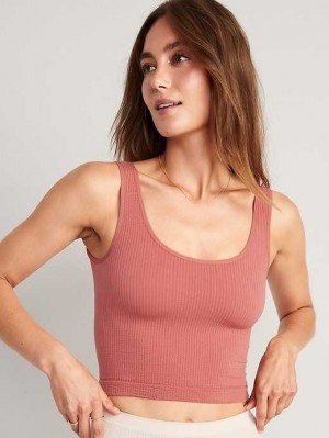 Old Navy Cropped Rib-Knit Seamless Cami Bra Top Brown | TIW043952