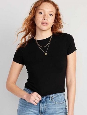 Old Navy Cropped Slim-Fit T-Shirt Black | BCK763041