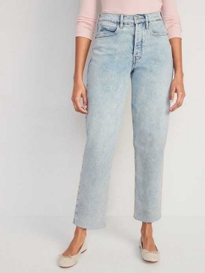 Old Navy Curvy Extra High-Waisted Button-Fly Sky-Hi Straight Cut-Off Jeans Nicky | NEW971406