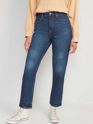 Old Navy Curvy Extra High-Waisted Button-Fly Sky-Hi Straight Jeans Sheldon | ZYM316740