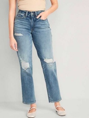 Old Navy Curvy High-Waisted OG Loose Ripped Jeans Dahlia | DUR753204