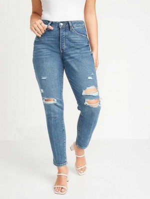 Old Navy Curvy High-Waisted OG Straight Button-Fly Distressed Ankle Jeans Lisa | YQM174285