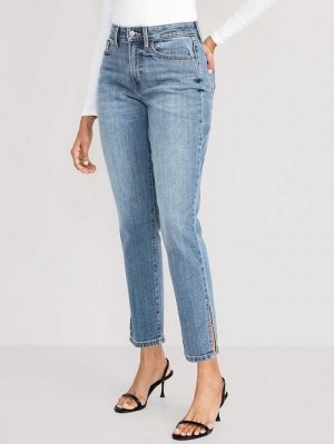 Old Navy Curvy High-Waisted O.G. Straight Side-Split Jeans Courtney | QRT689023