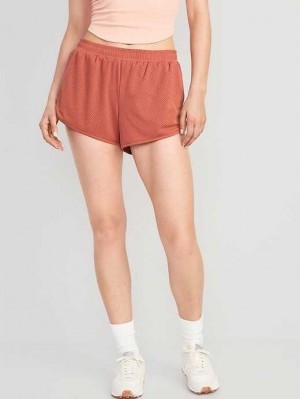 Old Navy Dolphin-Hem Mesh Performance Shorts Apple Cinnamon | ZAW573269