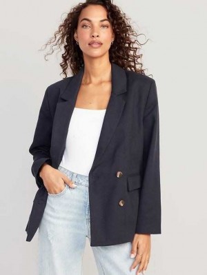 Old Navy Double-Breasted Textured Blazer Navy Blue | WGK065489