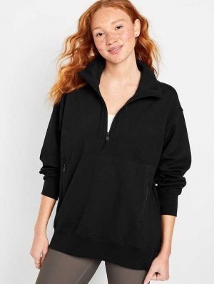 Old Navy Dynamic Fleece Oversized 1/2-Zip Tunic Black | FIQ452687