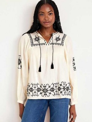 Old Navy Embroidered Boho Swing Blouse Light Blue | VBD412360