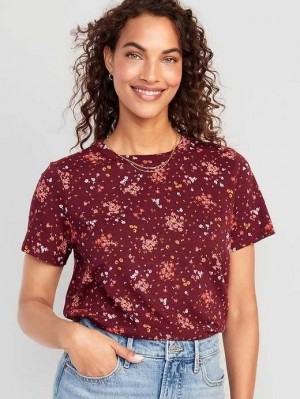 Old Navy EveryWear Crew-Neck Printed T-Shirt Burgundy | HUD138562