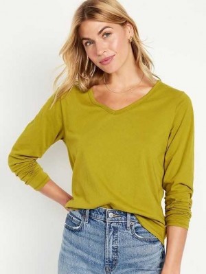 Old Navy EveryWear Long-Sleeve V-Neck T-Shirt Olive | ZKD517293