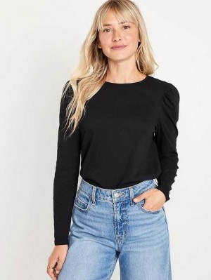 Old Navy EveryWear Puff-Sleeve Top Black | WXY518679