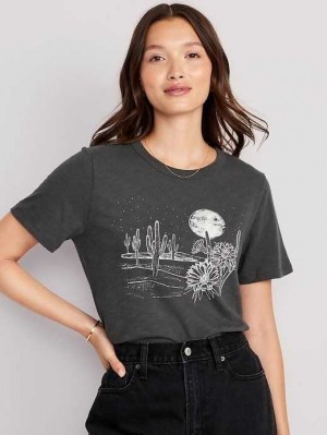 Old Navy EveryWear Slub-Knit Graphic T-Shirt Desert Moonlight | ERC018347