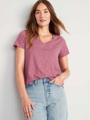 Old Navy EveryWear Slub-Knit V-Neck T-Shirt Rosebloom | DKI305876