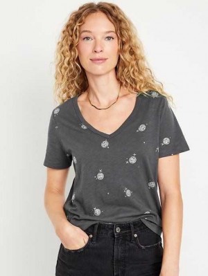 Old Navy EveryWear V-Neck Printed T-Shirt Disco Ball | YUA391726