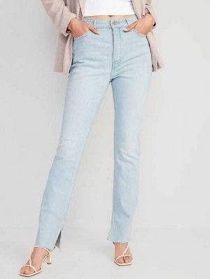 Old Navy Extra High-Waisted Button-Fly Kicker Boot-Cut Side-Slit Jeans Light Wash | GBQ807946