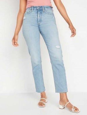 Old Navy Extra High-Waisted Button-Fly Sky-Hi Straight Non-Stretch Cut-Off Jeans Alma | AMR983645