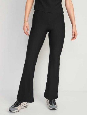 Old Navy Extra High-Waisted PowerSoft Rib-Knit Flare Pants Black | JKB571423