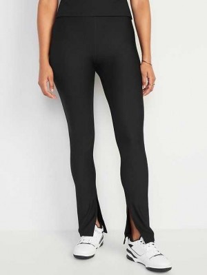 Old Navy Extra High-Waisted PowerSoft Rib-Knit Flare Leggings Black | XTI582941