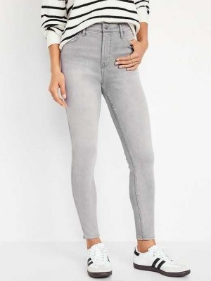 Old Navy Extra High-Waisted Rockstar 360 Stretch Super-Skinny Jeans Light Grey | FBP658209