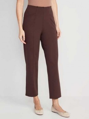 Old Navy Extra High-Waisted Stevie Straight Taper Ankle Pants French Roast | YJA369501