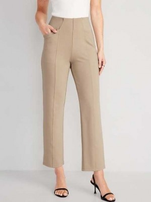 Old Navy Extra High-Waisted Stevie Straight Taper Ankle Pants Beige | FRB694825