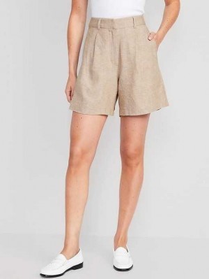 Old Navy Extra High-Waisted Taylor Linen-Blend Trouser Shorts Sliced Bread | SHI574263