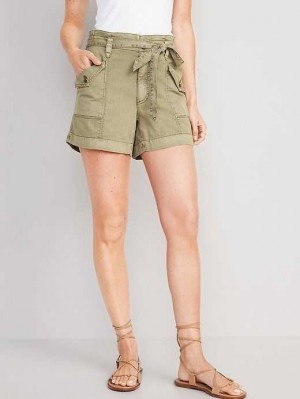 Old Navy Extra High-Waisted Tie-Front Cargo Workwear Shorts Multicolor | SML064572