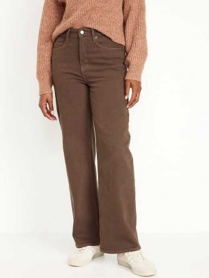 Old Navy Extra High-Waisted Wide-Leg Jeans Espresso | PHZ705982