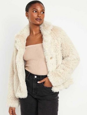 Old Navy Faux-Fur Coat Beige | NGC420895