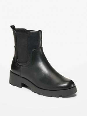 Old Navy Faux-Leather Chelsea Boots Blackjack | JNP910784