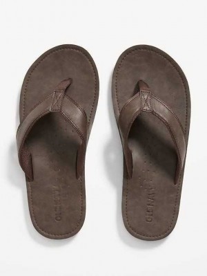 Old Navy Faux-Leather Flip-Flop Sandals Dark Brown | DXF952160