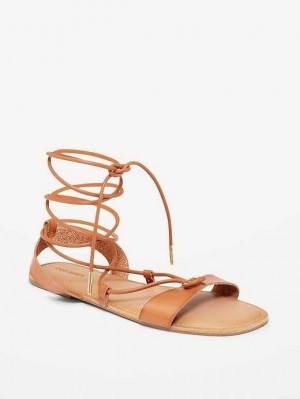 Old Navy Faux-Leather Lace-Up Gladiator Sandals Brown | KPJ219306