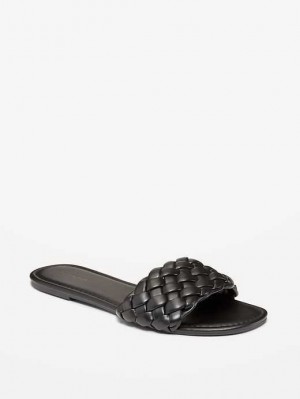 Old Navy Faux-Leather Puffy Braided Sandals Black | PFA418597