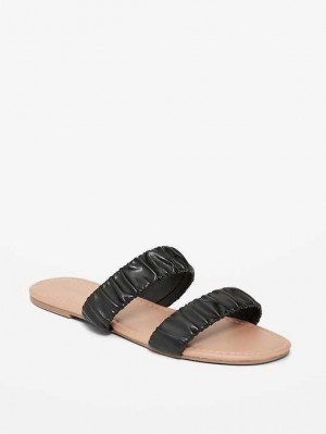 Old Navy Faux-Leather Ruched Sandals Black | MKP106478