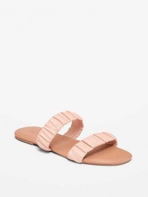 Old Navy Faux-Leather Ruched Sandals Conch Shell | UXZ159840