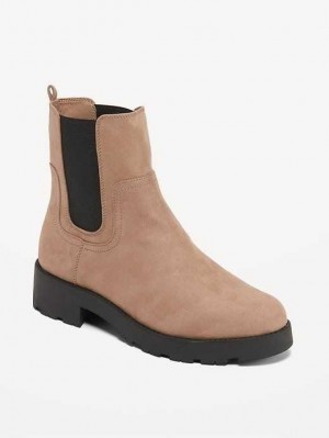 Old Navy Faux-Suede Chelsea Boots Beige | CKP962017