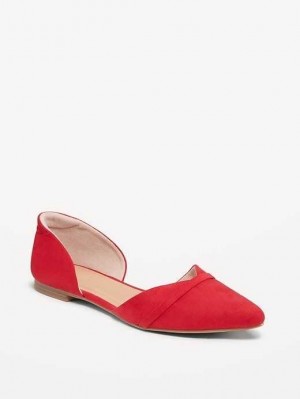 Old Navy Faux-Suede D'Orsay Flats Red | HRX405237