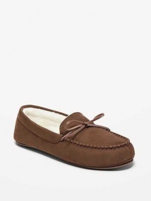 Old Navy Faux-Suede Sherpa-Lined Moccasin Slippers Spiced Saffron | JOF517804