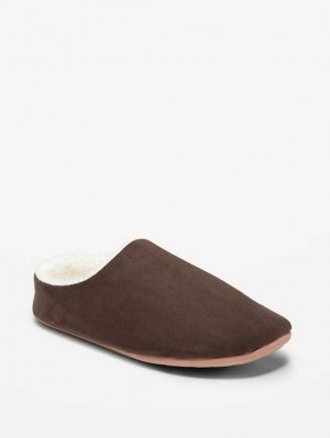 Old Navy Faux-Suede Sherpa-Lined Slippers Coffee | RIK258673