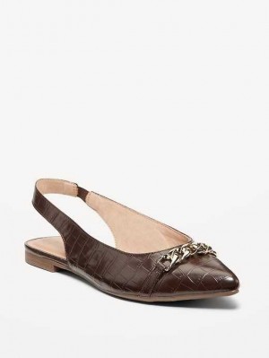 Old Navy Faux Leather Slingback Chain Ballet Flat Chocolate | ULP859721